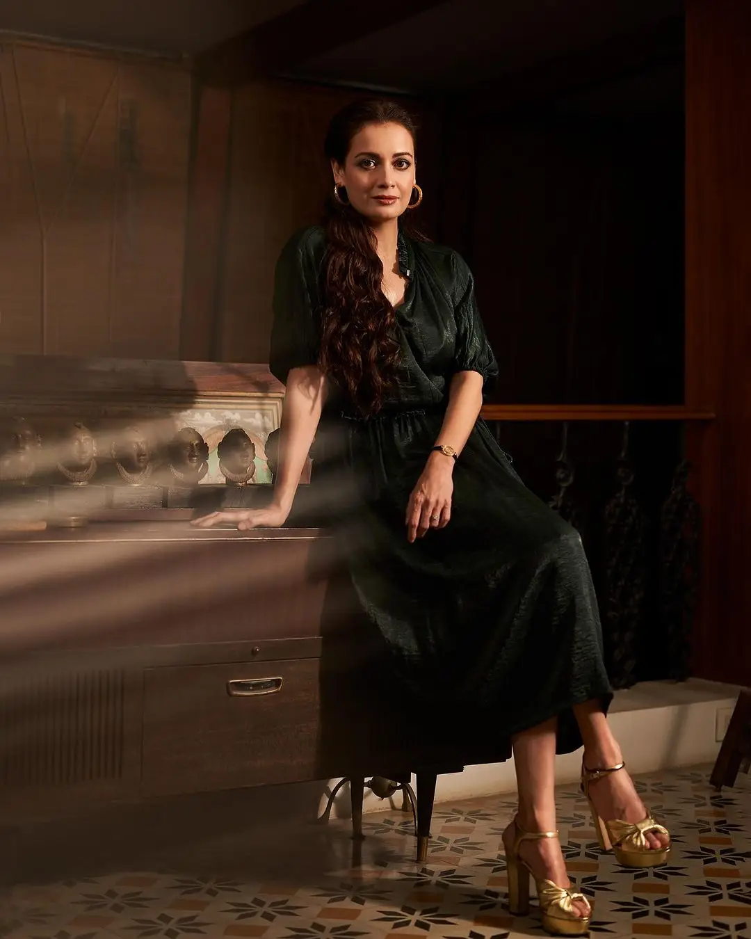 Dia Mirza In North Indian Traditional Black Gown